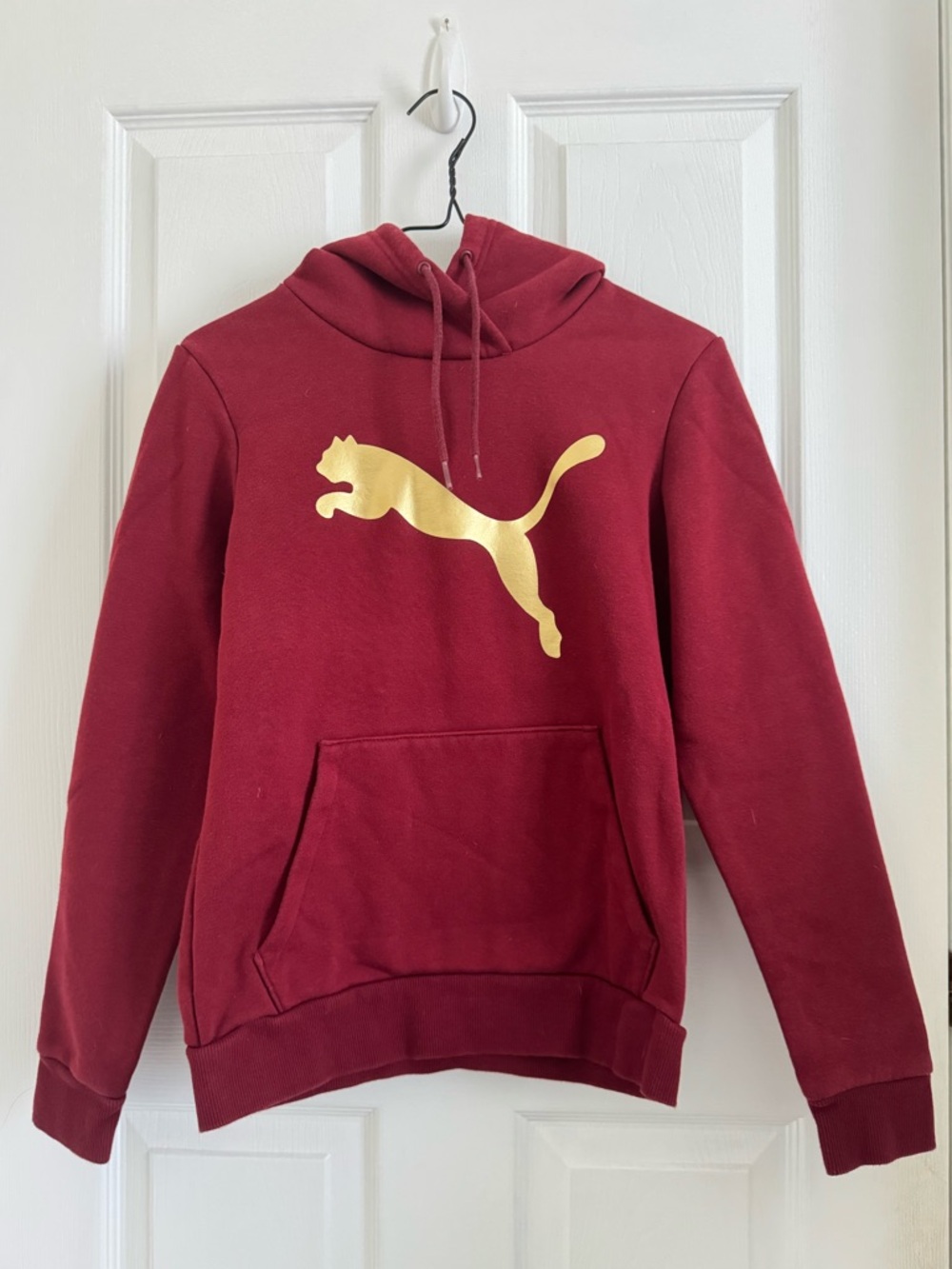 Puma Deep Red Hoodie with Gold Logo